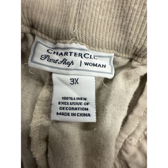 Charter Club Beige 3X Women's Coastal Drawstring Pockets Linen Pants Resortwear - Picture 3 of 4
